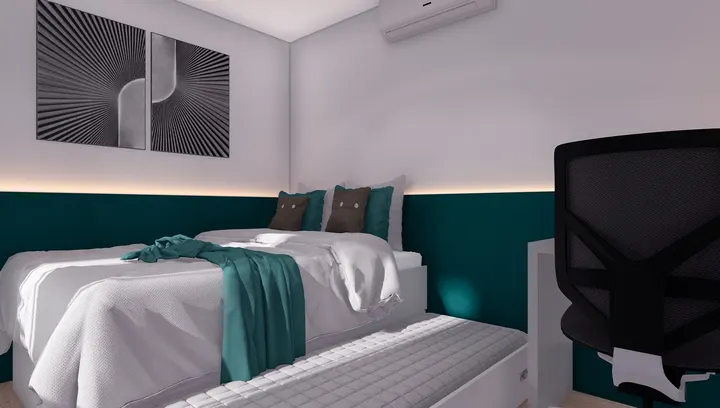 Quarto Ubox: área de descanso