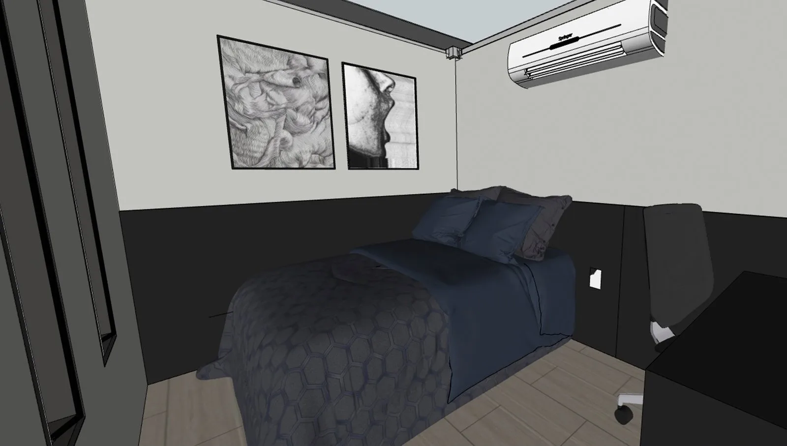 Ambiente eficiente do quarto Ubox