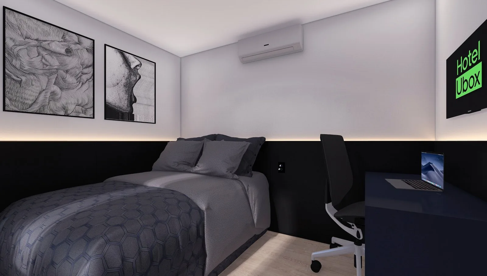 Interior do quarto HOTEL Ubox